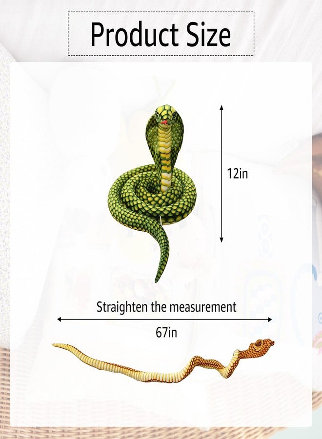 Refavor Large Realistic Snake Plushies - 70" Cobra Snake Stuffed Animals Toys, Gifts & Party Decorations (Green) - Image 2